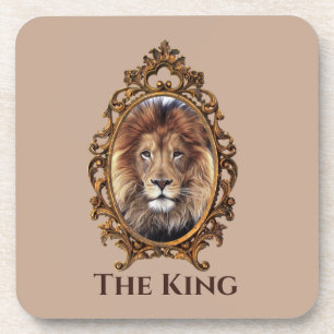 Vintage Elegant Brown Lion King Retro Dads Coaster