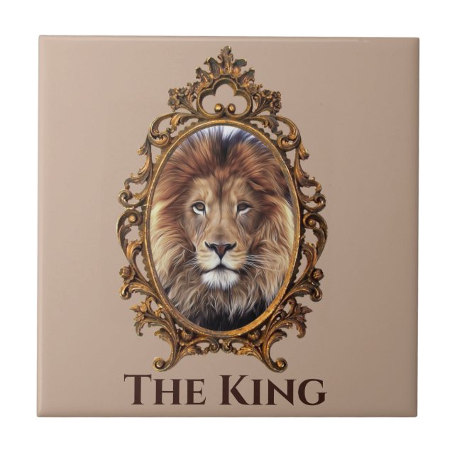 Vintage Elegant Brown Lion King Retro Dads Tile (Front)