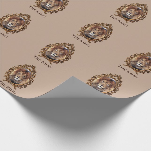 Vintage Elegant Brown Lion King Retro Dads  Wrapping Paper (Corner)