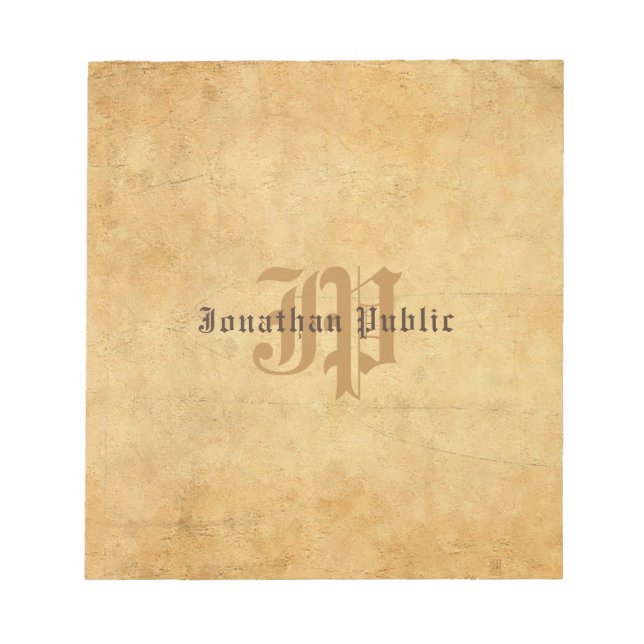 Vintage Elegant Calligraphy Monogram Template Notepad (Front)