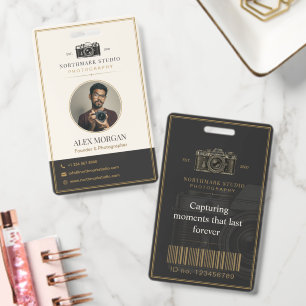 Vintage Elegant Camera Photographer Studio ID Badge