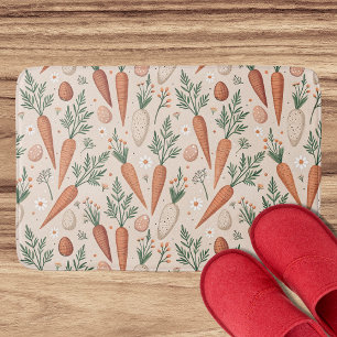Vintage Elegant Carrots with Blossoms and Tiny Egg Bath Mat