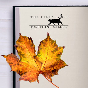 Vintage Elegant Cat Custom Name Library Book Self-inking Stamp