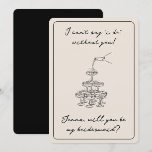 Vintage Elegant Champagne Custom Name Bridesmaid Invitation