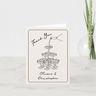 Vintage Elegant Champagne Tower Sketch Thank Yous You Card