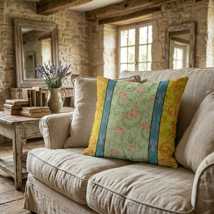 Vintage Elegant Chartreuse Floral Cushion