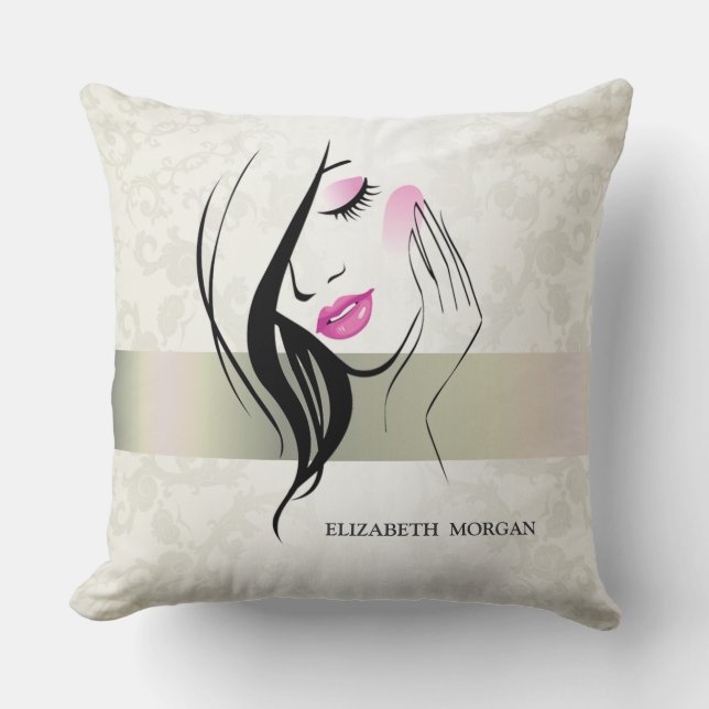 Vintage Elegant,Chic,Lace,Girl Silhouette  Cushion (Front)