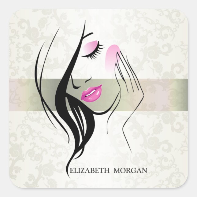 Vintage Elegant,Chic,Lace,Girl Silhouette   Square Sticker (Front)