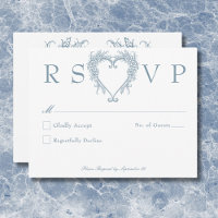 Vintage Elegant Chinoiserie Blue Heart Wedding