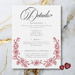 Vintage Elegant Chinoiserie Floral Heart Wedding Enclosure Card