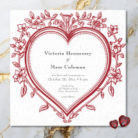 Vintage Elegant Chinoiserie Floral Heart Wedding