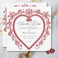 Vintage Elegant Chinoiserie Floral Heart Wedding