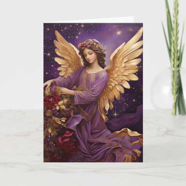 Vintage Elegant Christmas Angel Girl Custom Card (Front)