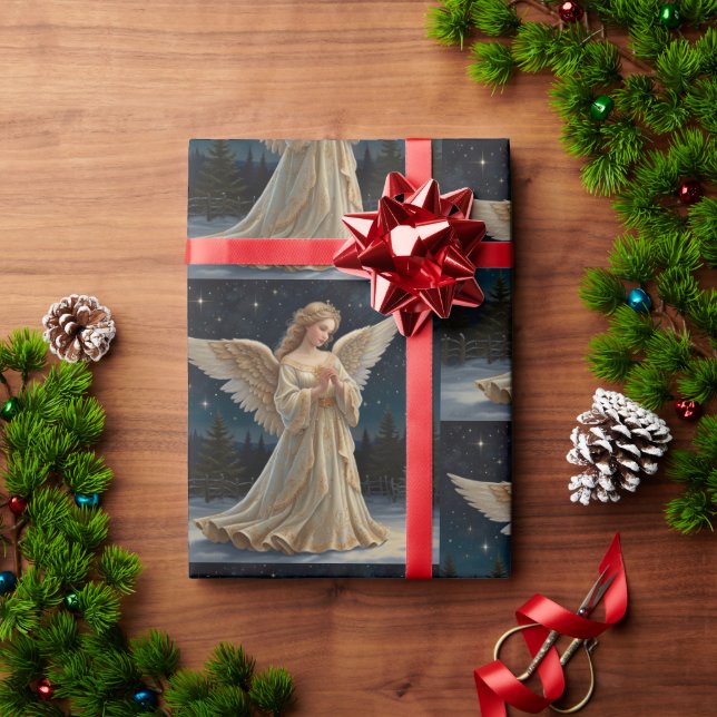 Vintage Elegant Christmas Angel Wrapping Paper (Holiday Gift)