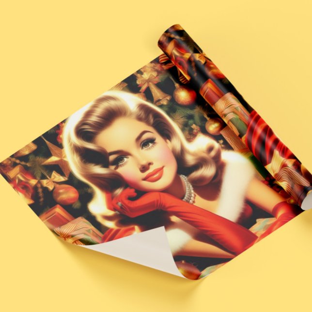 Vintage Elegant Christmas Girl Wrapping Paper (Creator Uploaded)