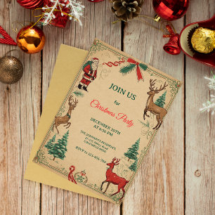 Vintage Elegant Christmas Party Invitation