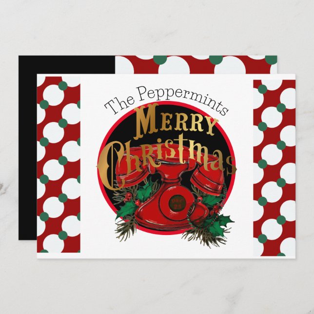 Vintage Elegant Christmas Telephone Personalised Holiday Card (Front/Back)