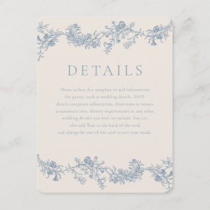 Vintage Elegant Classic Floral Wedding Details Enclosure Card