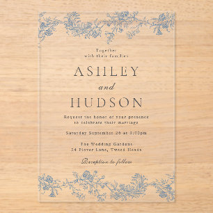 Vintage Elegant Classic Wedding Acrylic Invitations