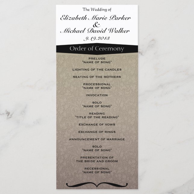 Vintage Elegant Classy Damask Programme (Front)