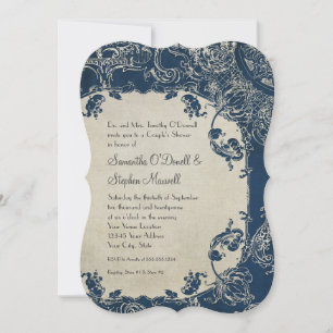 Vintage Elegant Couples Shower Toile Floral Damask Invitation