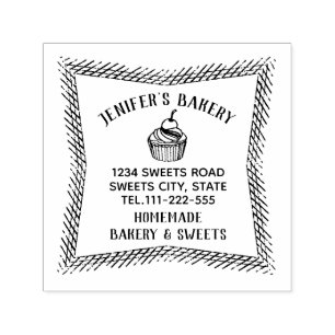 Vintage elegant cupcake homemade bakery self-inking stamp