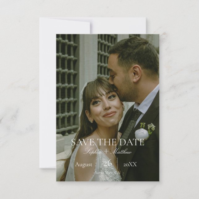 Vintage Elegant Custom Photo Wedding Save The Date (Front)
