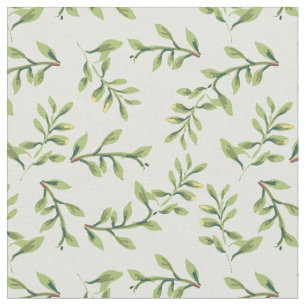 Vintage Elegant Cute Green Leaves Fabric