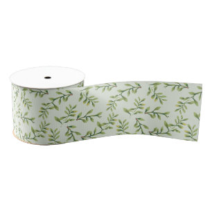Vintage Elegant Cute Green Leaves Grosgrain Ribbon