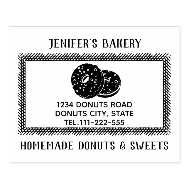 Vintage elegant doughnuts homemade bakery rubber stamp (Imprint)