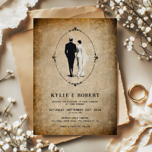 Vintage Elegant Dry Old Parchment Wedding Invitation