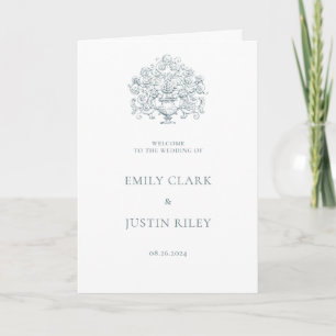 Vintage Elegant Dusty Blue Baroque Wedding Booklet Programme