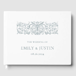 Vintage Elegant Dusty Blue Baroque Wedding Guest Book