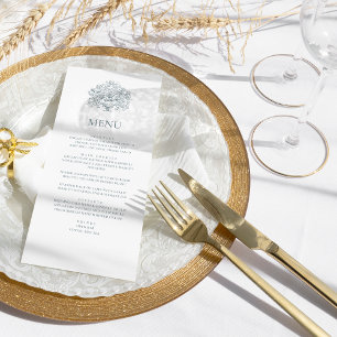 Vintage Elegant Dusty Blue Baroque Wedding Menu