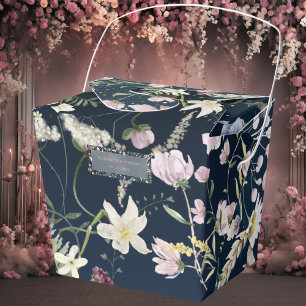 Vintage Elegant Dusty Blue Floral Wedding Favour Box