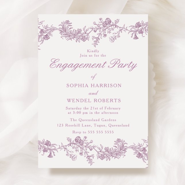 Vintage Elegant Dusty Rose Blush Engagement Party Invitation (Creator Uploaded)