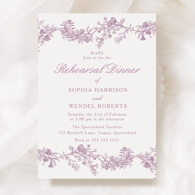 Vintage Elegant Dusty Rose Blush Rehearsal Dinner Invitation (Creator Uploaded)