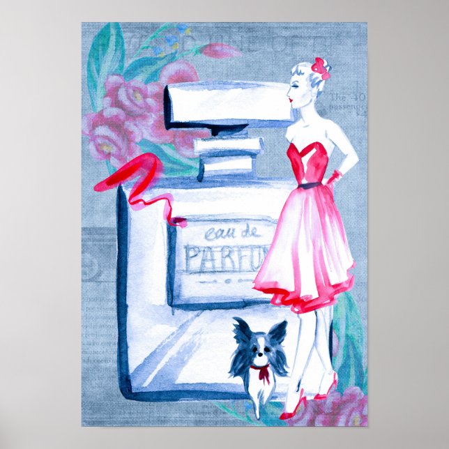 Vintage Elegant Eau De Parfum Ladies Boudoir Poster (Front)