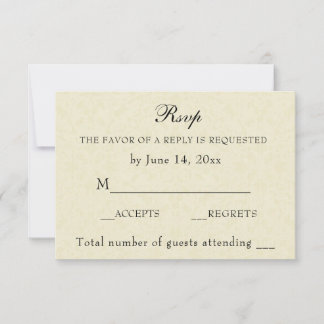 Vintage Elegant Ecru Lace Simple Wedding RSVP Card
