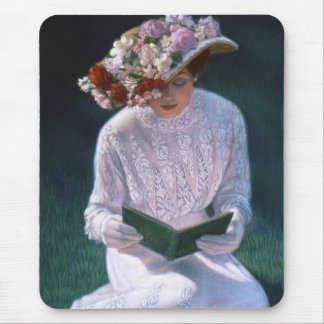 Vintage Elegant Fine Art Victorian Lady Reading Mouse Mat