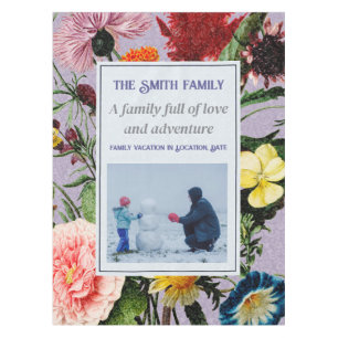 Vintage Elegant Floral Custom Text Photo Violet Tablecloth