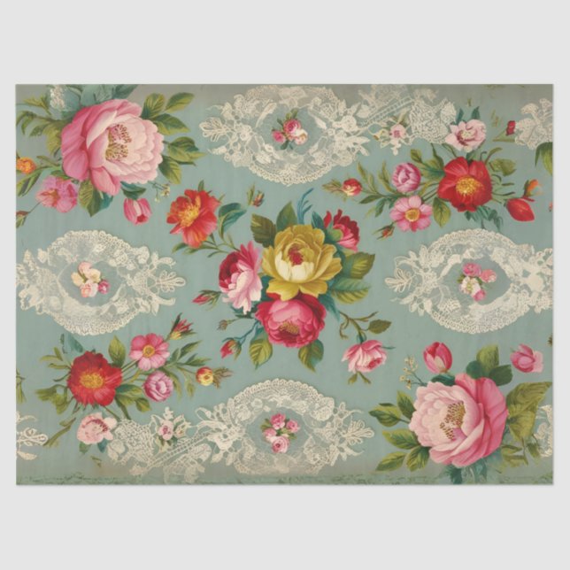 Vintage Elegant Floral Decoupage Tissue Paper (Front)