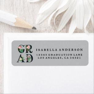 VINTAGE ELEGANT FLORAL GRAD RETURN ADDRESS LABELS