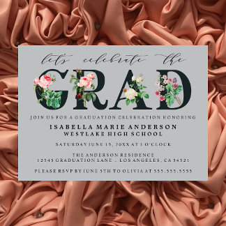 VINTAGE ELEGANT FLORAL GRADUATION PARTY INVITATION