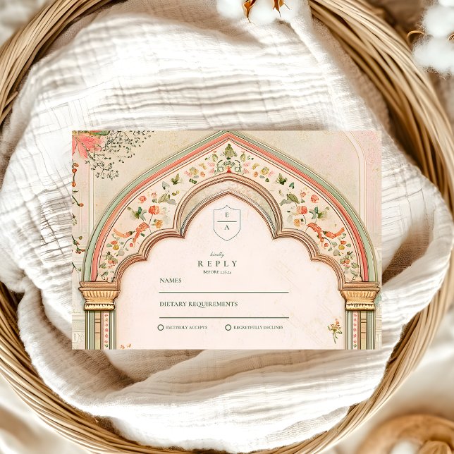 Vintage Elegant Floral Islamic Wedding RSVP Card (Creator Uploaded)