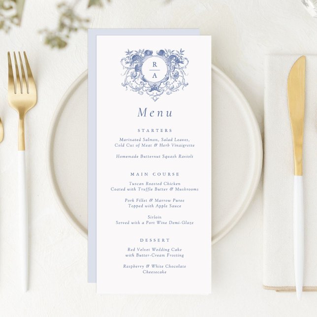 Vintage Elegant Floral Leafy Crest Wedding Menu (Creator Uploaded)