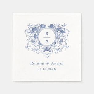 Vintage Elegant Floral Leafy Crest Wedding Napkins