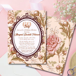 Vintage Elegant Floral Milestone Women's Birthday Invitation