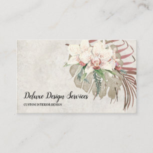 Vintage Elegant Floral Orchid Greenery Foliage Art Business Card