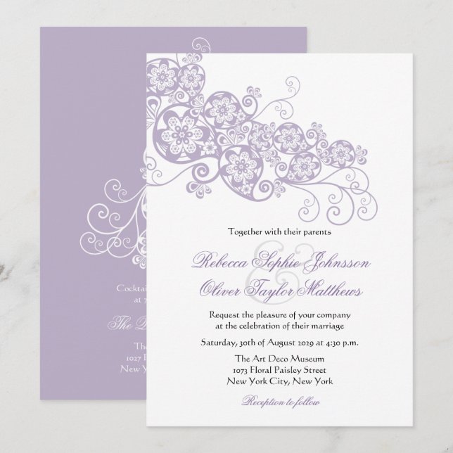 Vintage Elegant Floral Paisley Boho Wedding Invite (Front/Back)